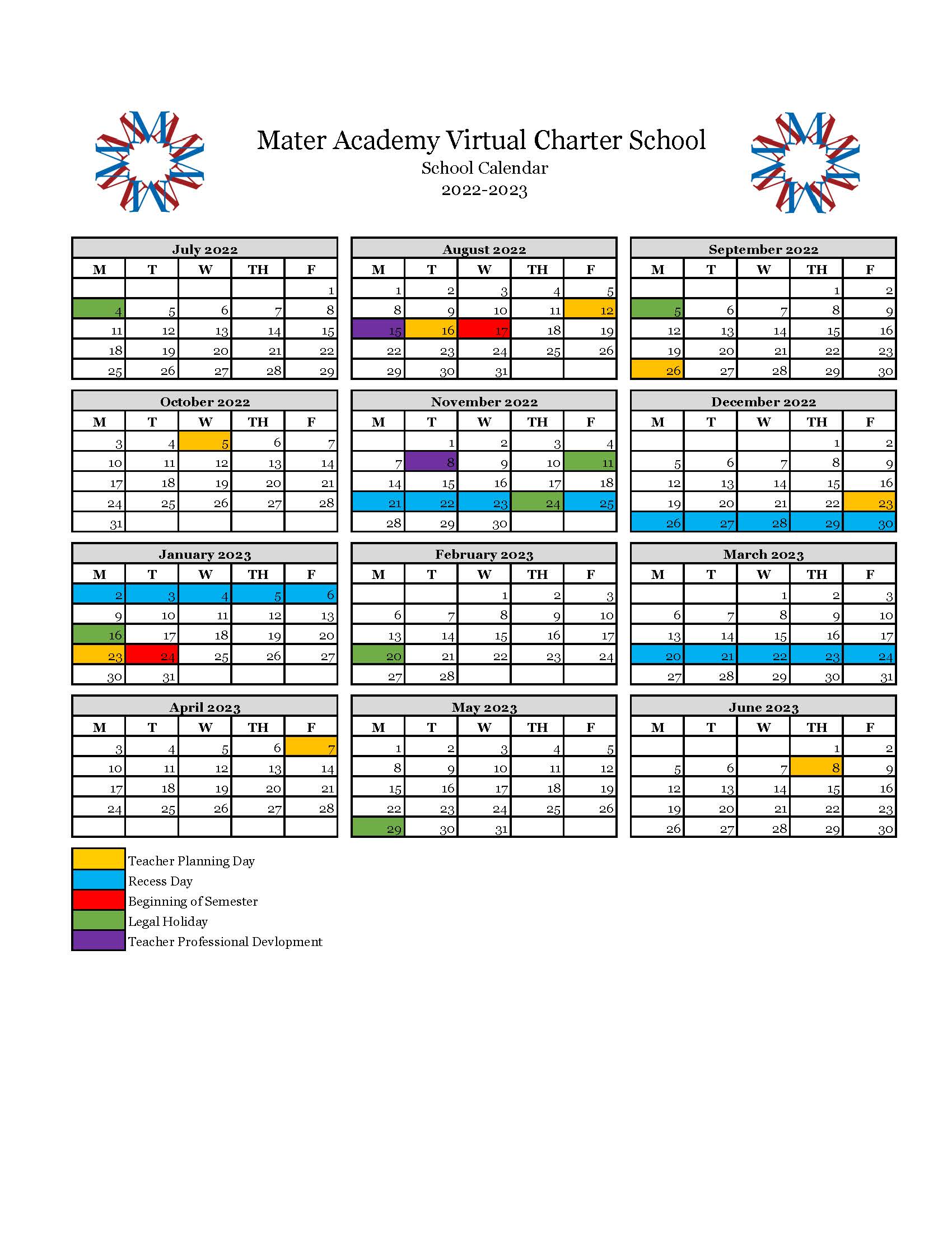 22-23 Mater Virtual Calendar